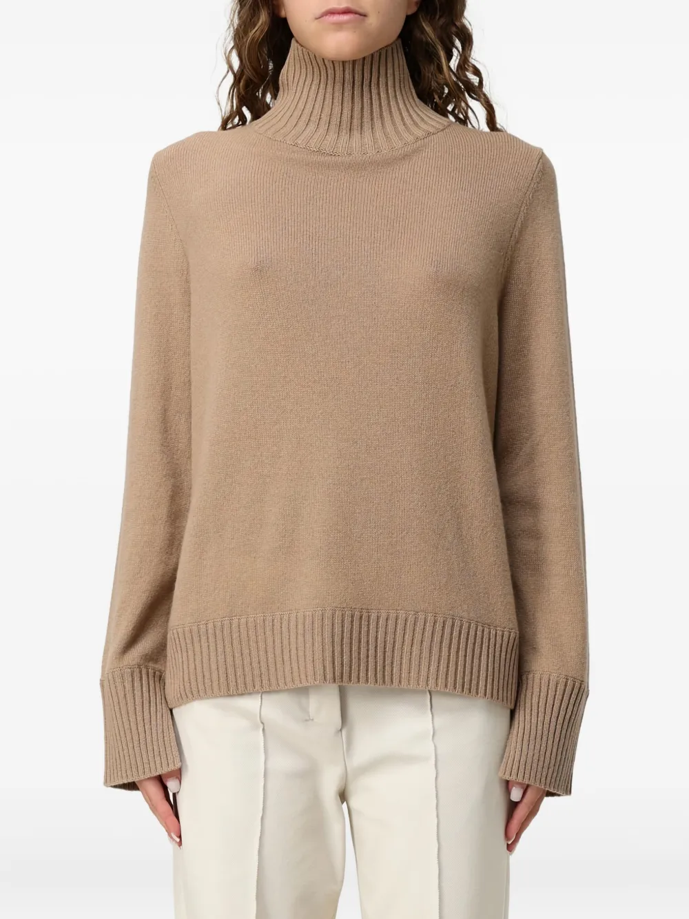Allude Ribbed High-neck Sweater In Neutral