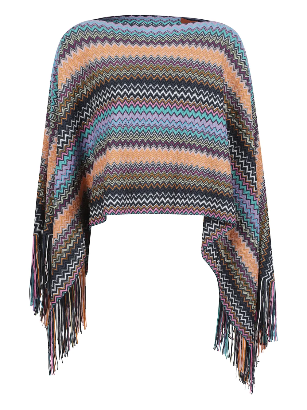 Missoni Chevron-pattern Fringed Cape In Black