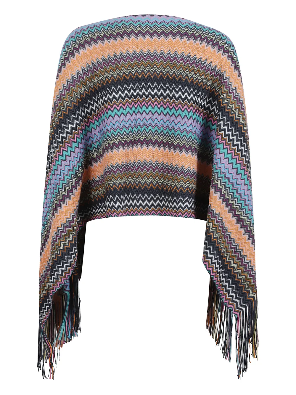 Missoni Chevron-pattern Fringed Cape In Multi