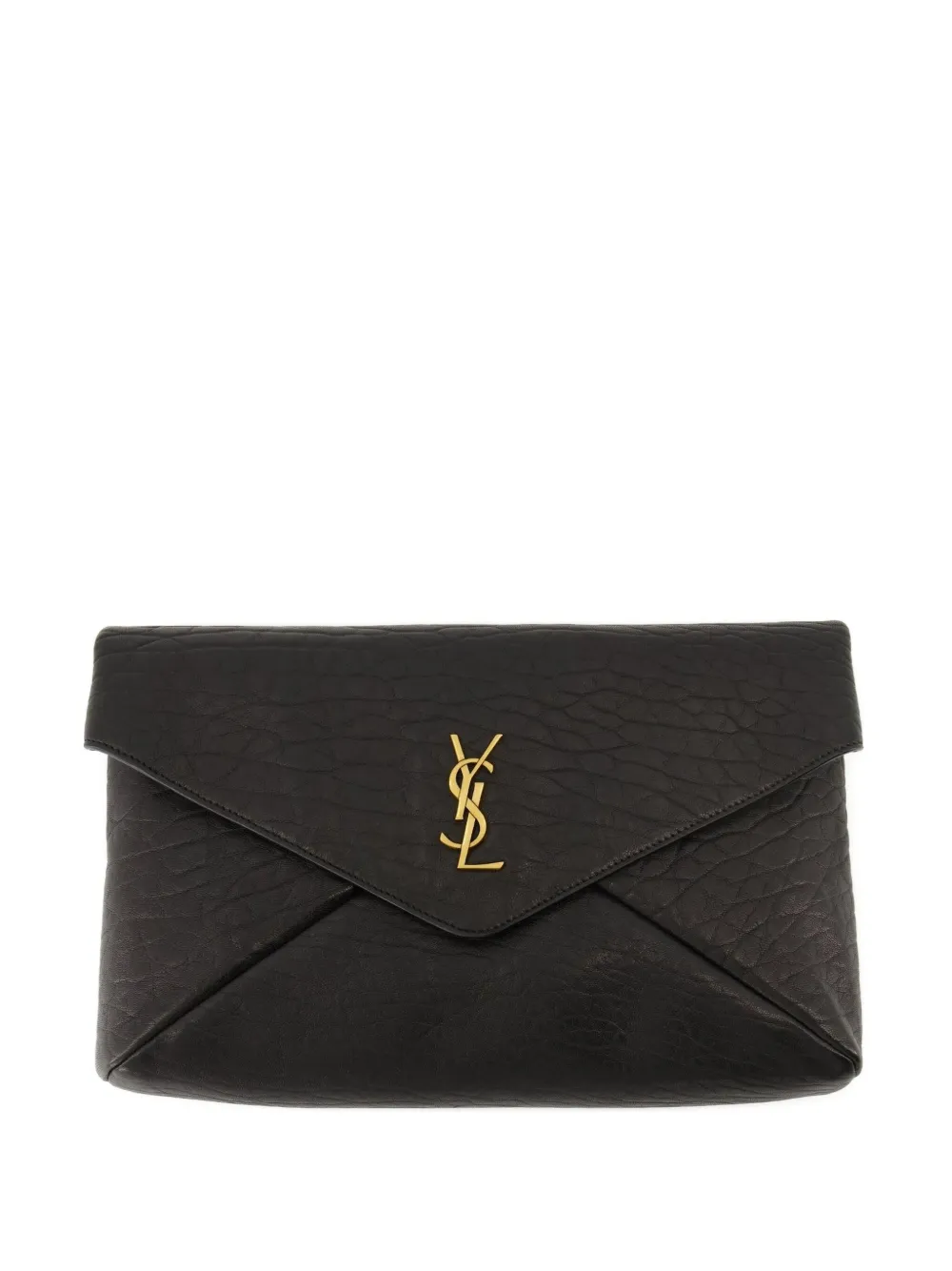 Saint Laurent large Cassandre envelope clutch bag - ブラック Saint Laurent large Cassandre envelope clutch bag - ブラック
