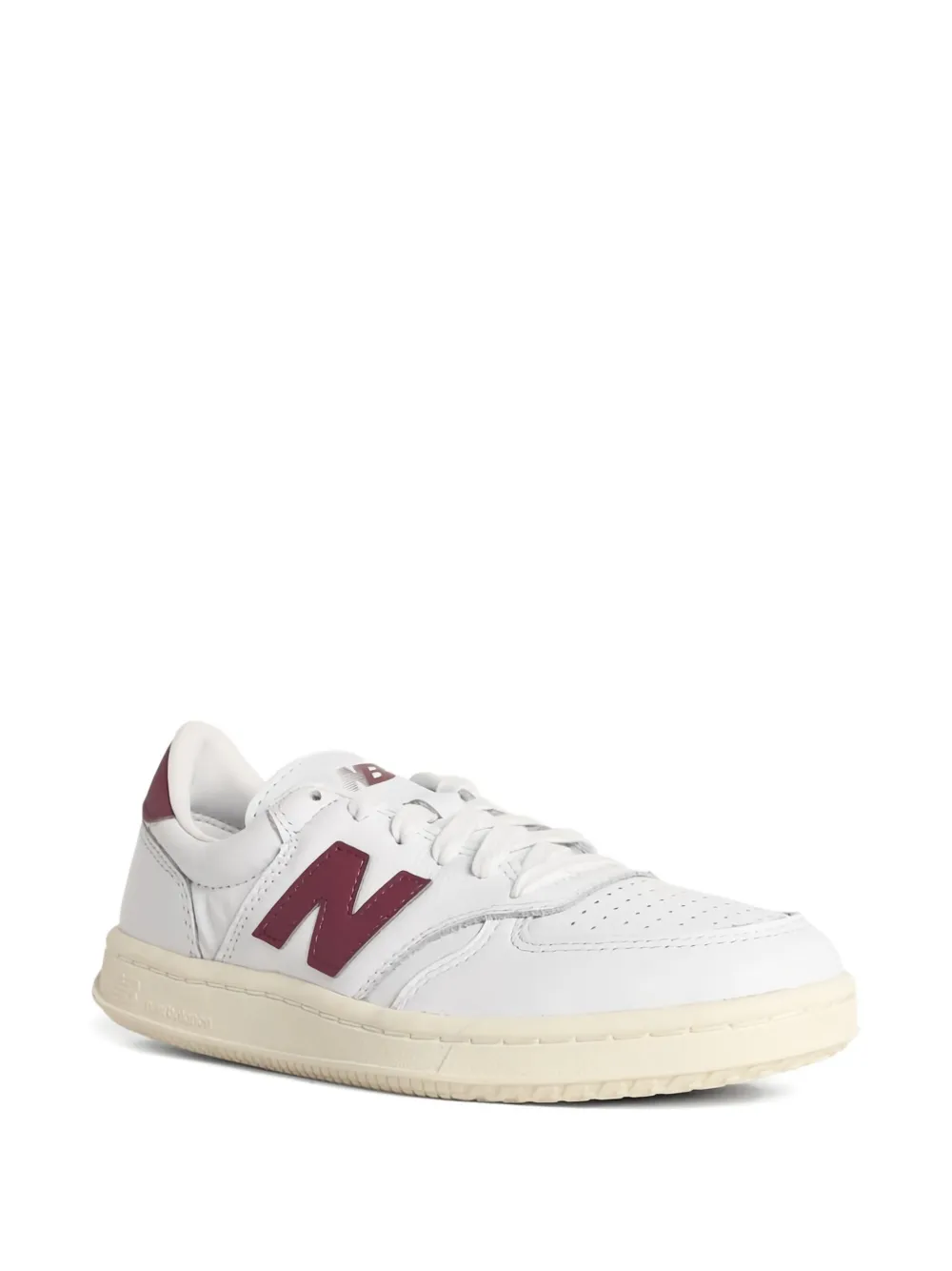 New Balance T500 logo-patch leather sneakers White