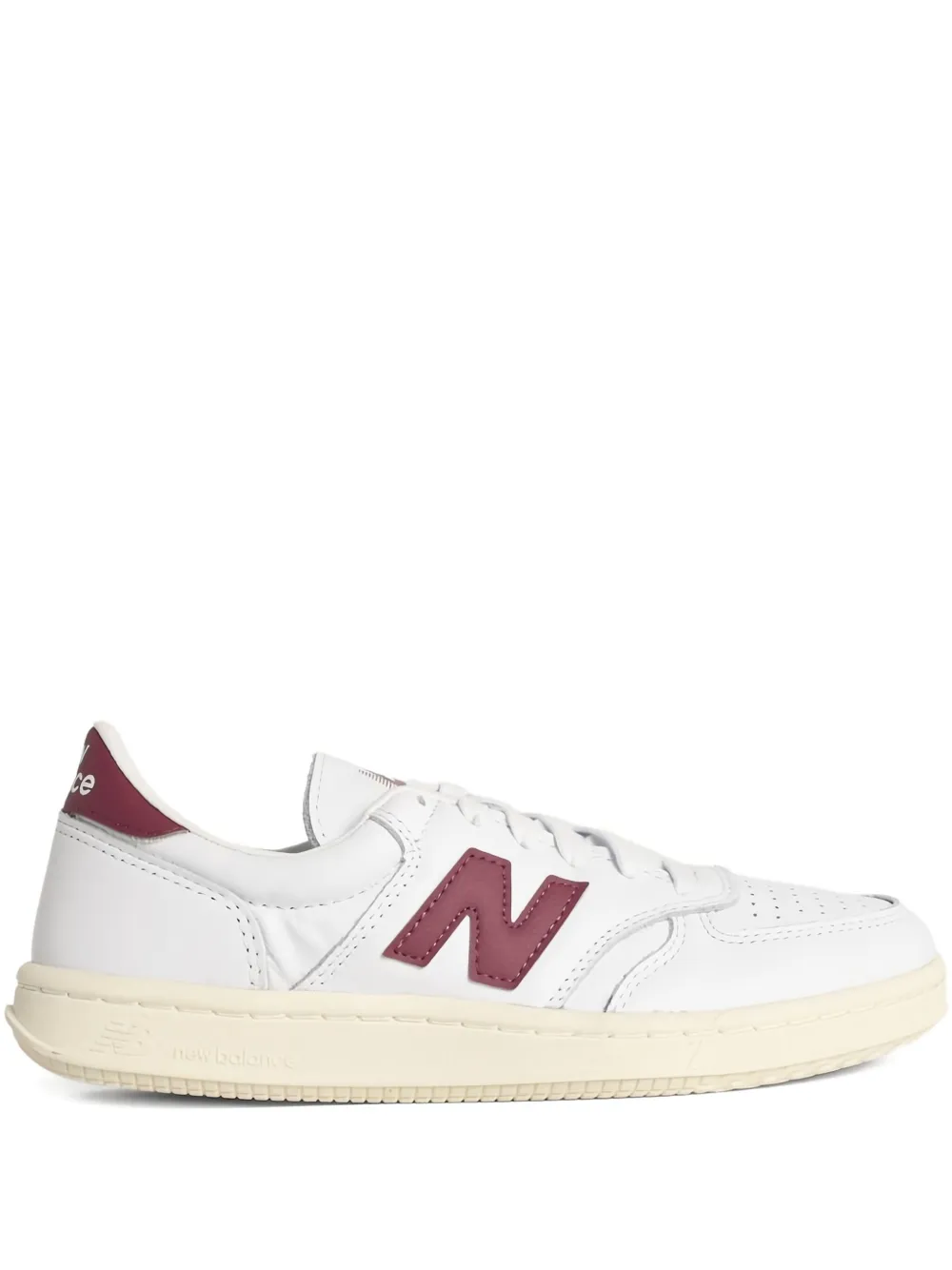 New Balance T500 logo-patch leather sneakers White