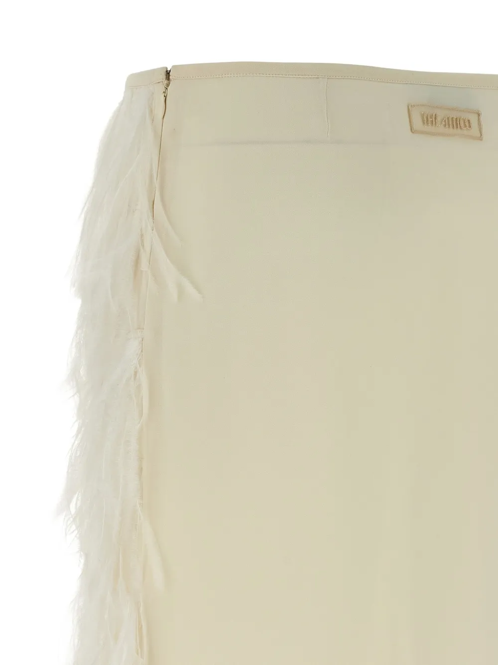 The Attico ostrich feather mini skirt Beige