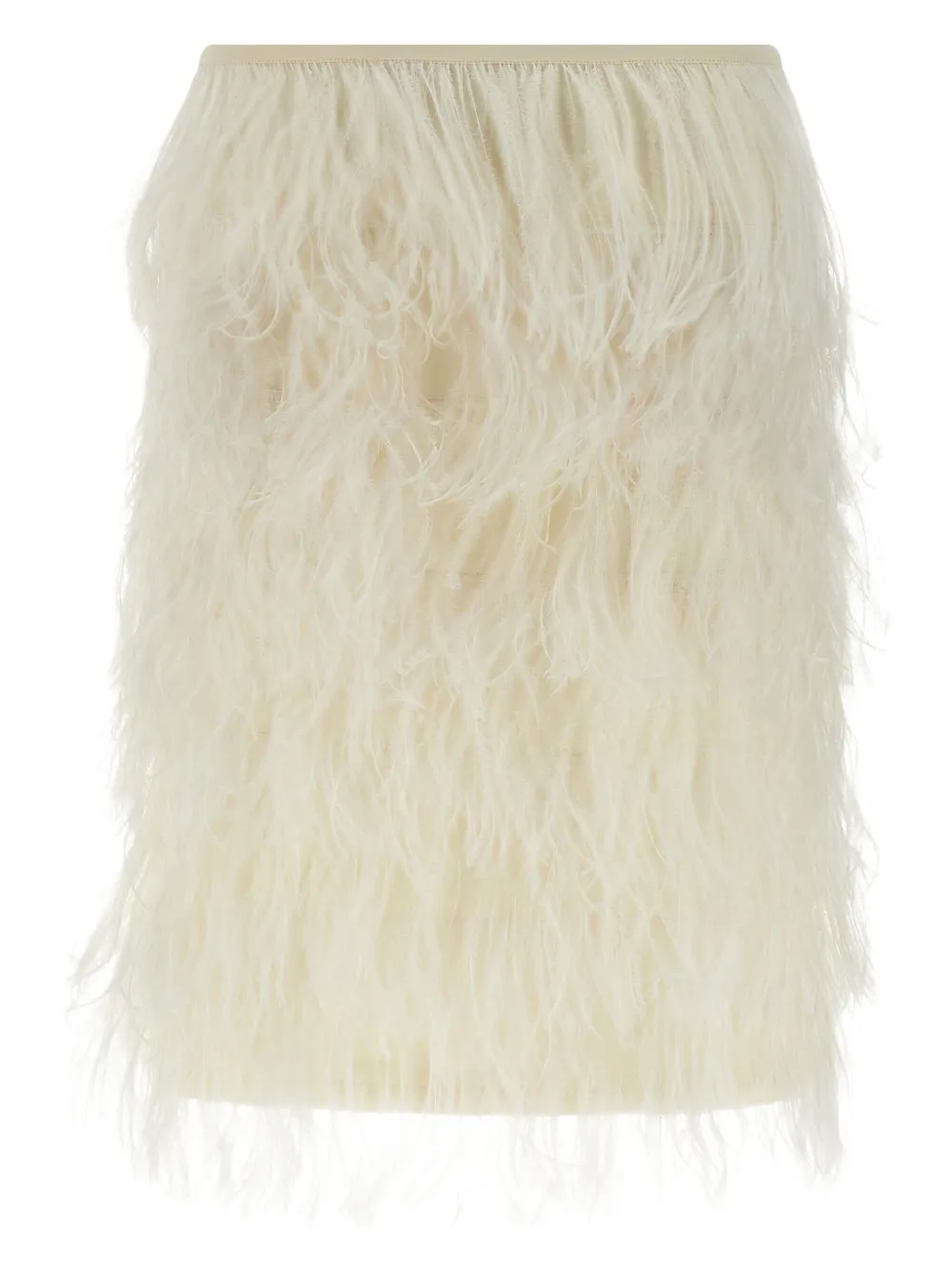 The Attico ostrich feather mini skirt - Beige