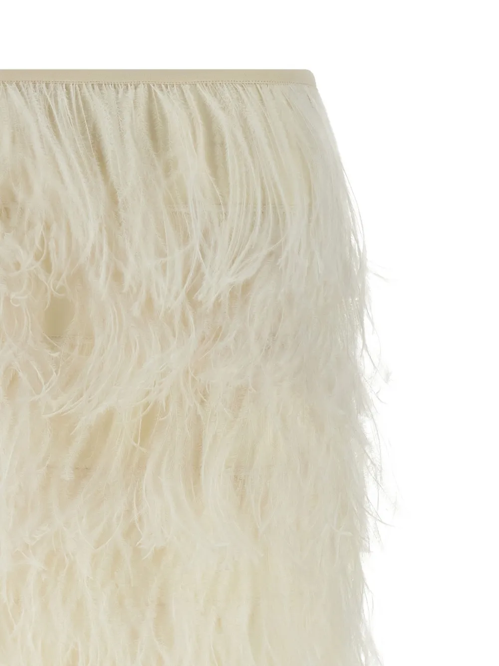 The Attico ostrich feather mini skirt Beige