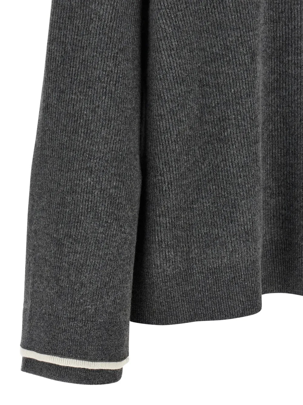 Brunello Cucinelli hooded ribbed sweater Grijs