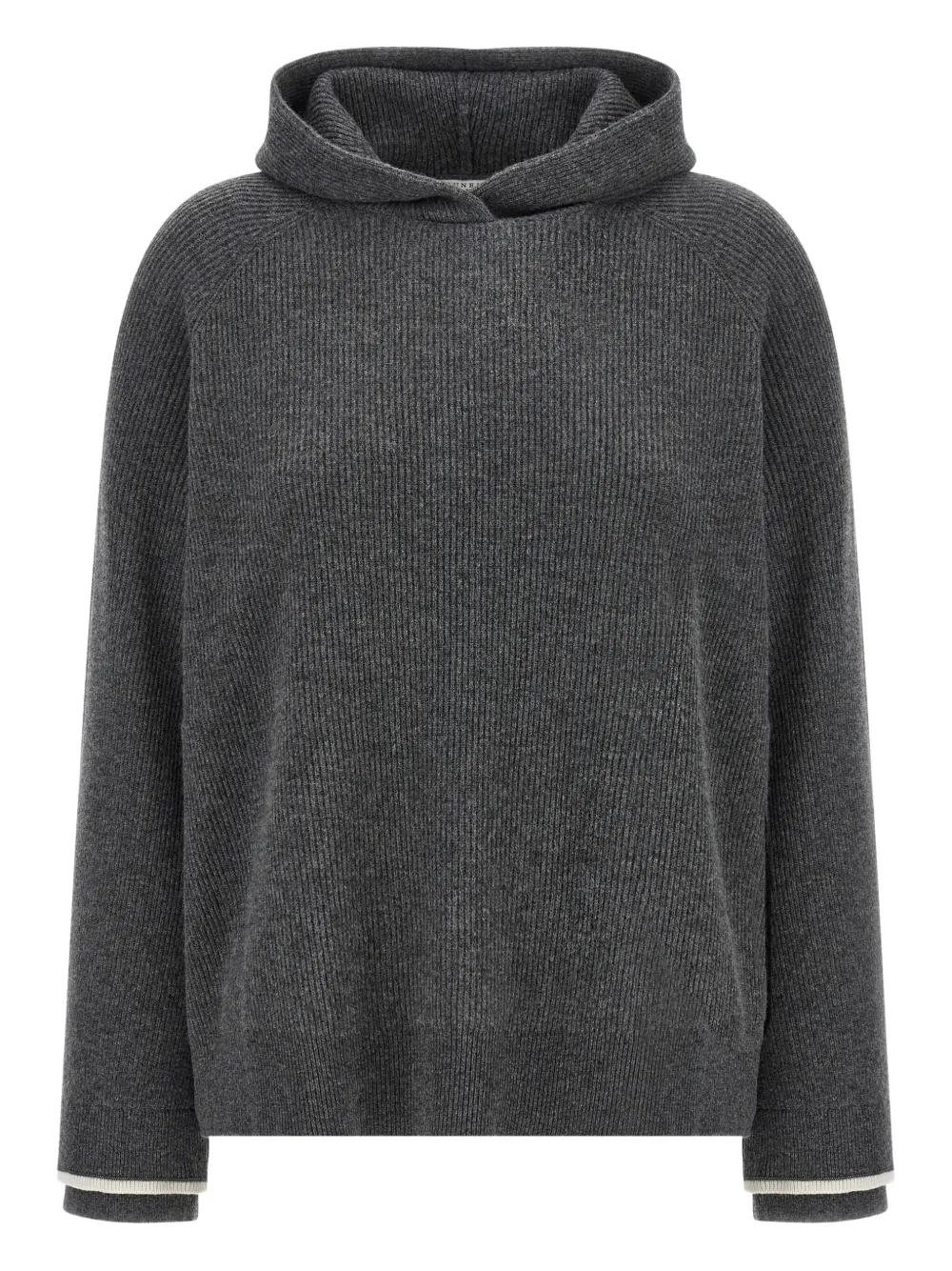 Brunello Cucinelli hooded ribbed sweater Grijs