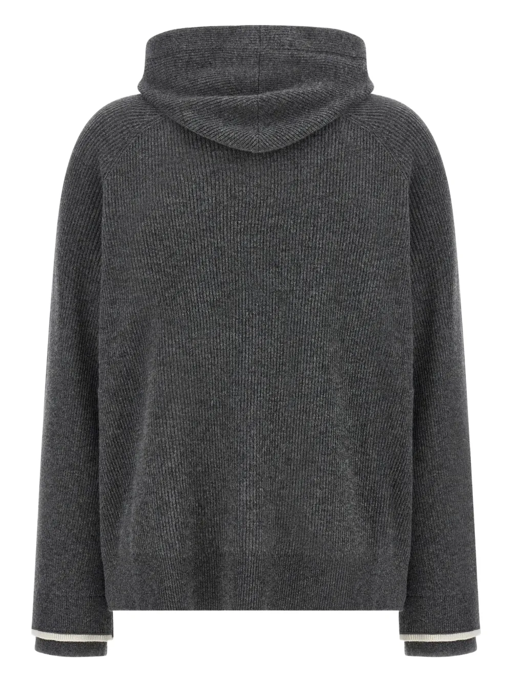 Brunello Cucinelli hooded ribbed sweater Grijs