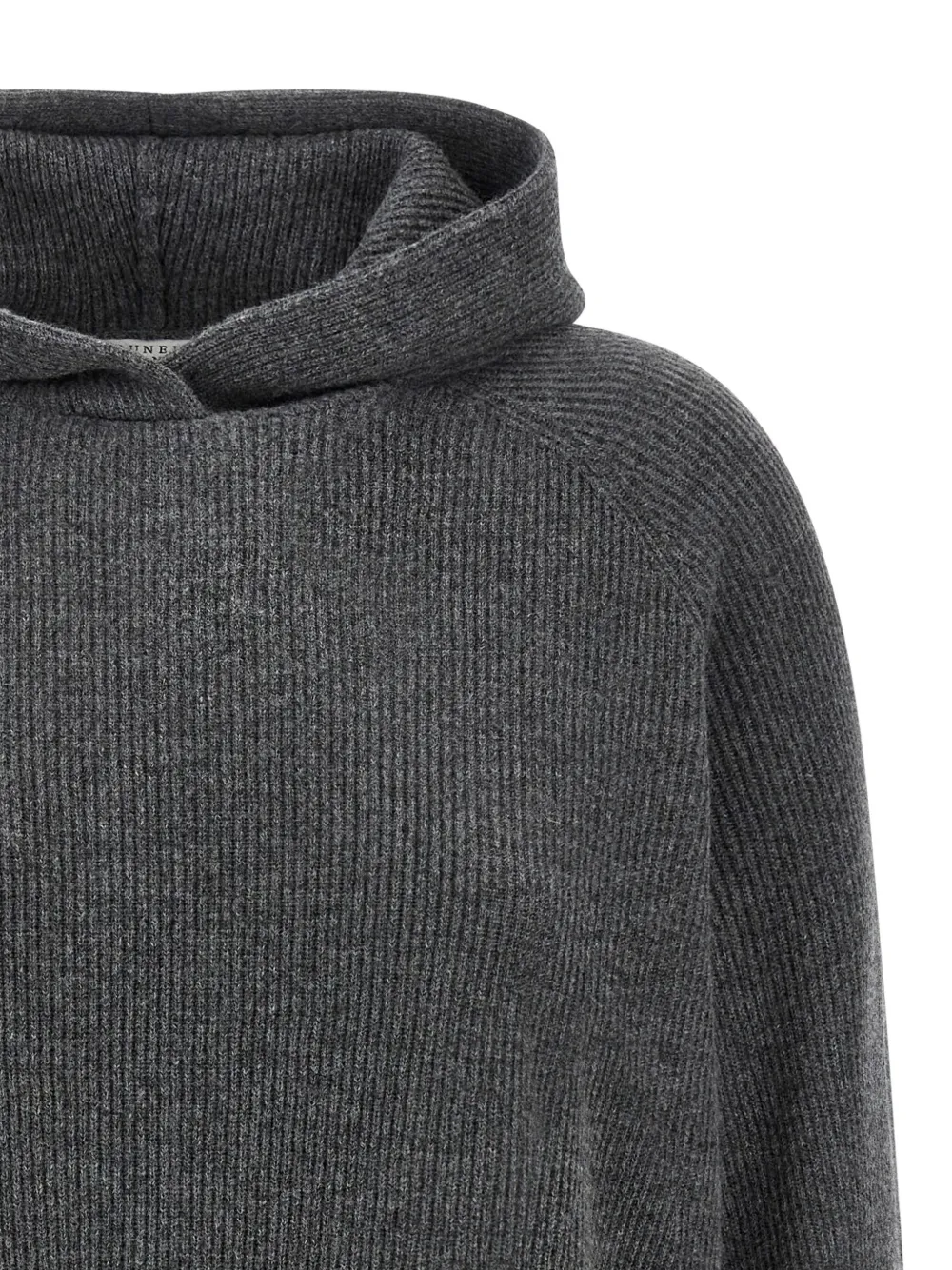 Brunello Cucinelli hooded ribbed sweater Grijs