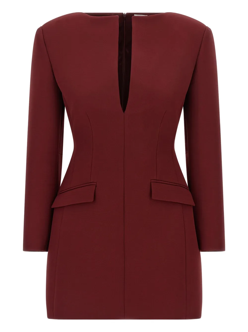 THE ANDAMANE flap-pocket mini dress - レッド THE ANDAMANE flap-pocket mini dress - レッド