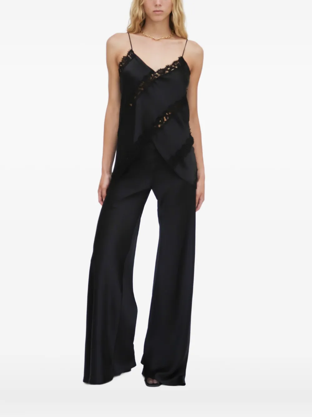 Rosetta Getty Lace-panel Blouse In Black