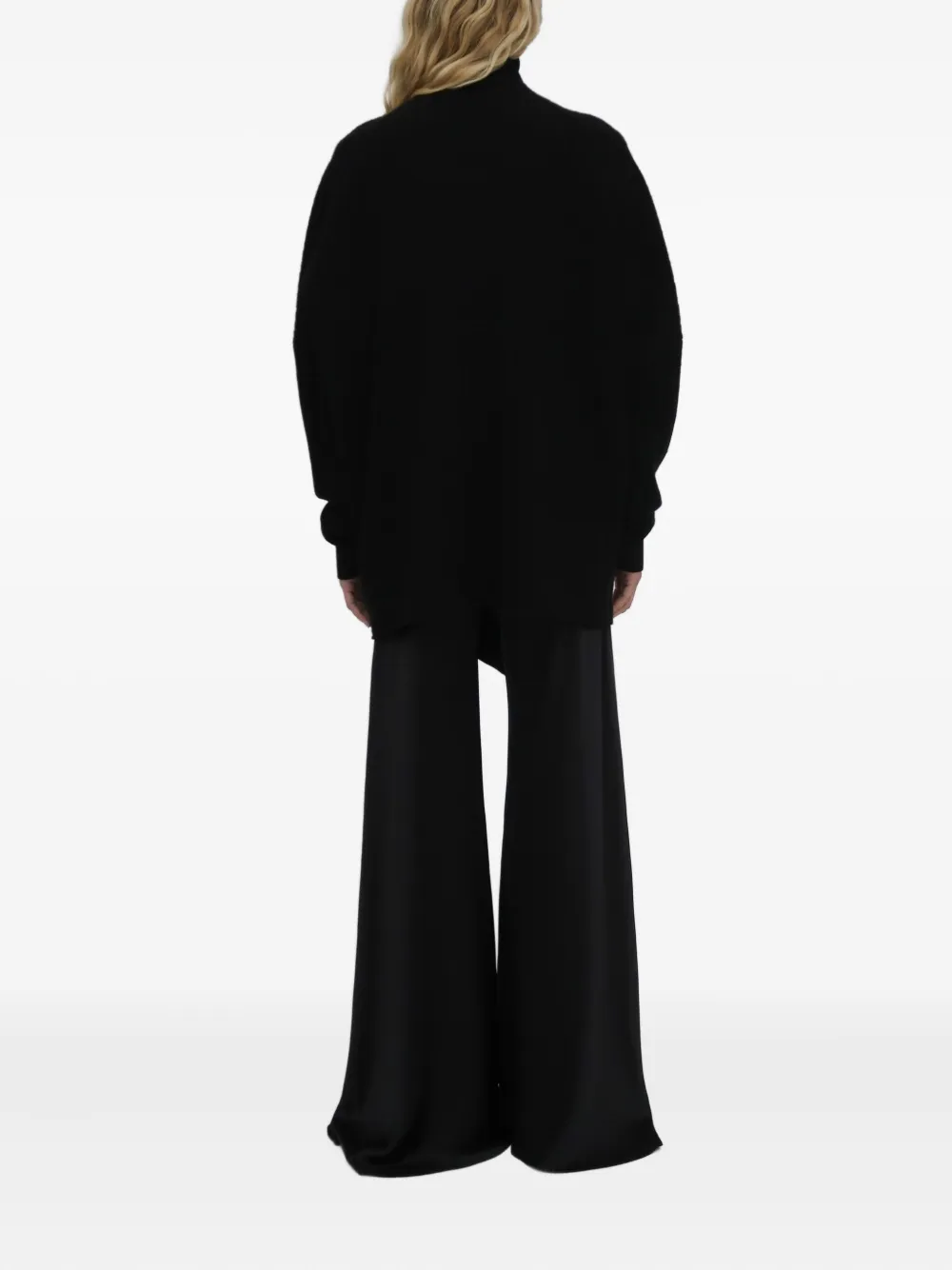 Rosetta Getty Asymmetric Turtleneck Wool-cashmere Sweater In Black