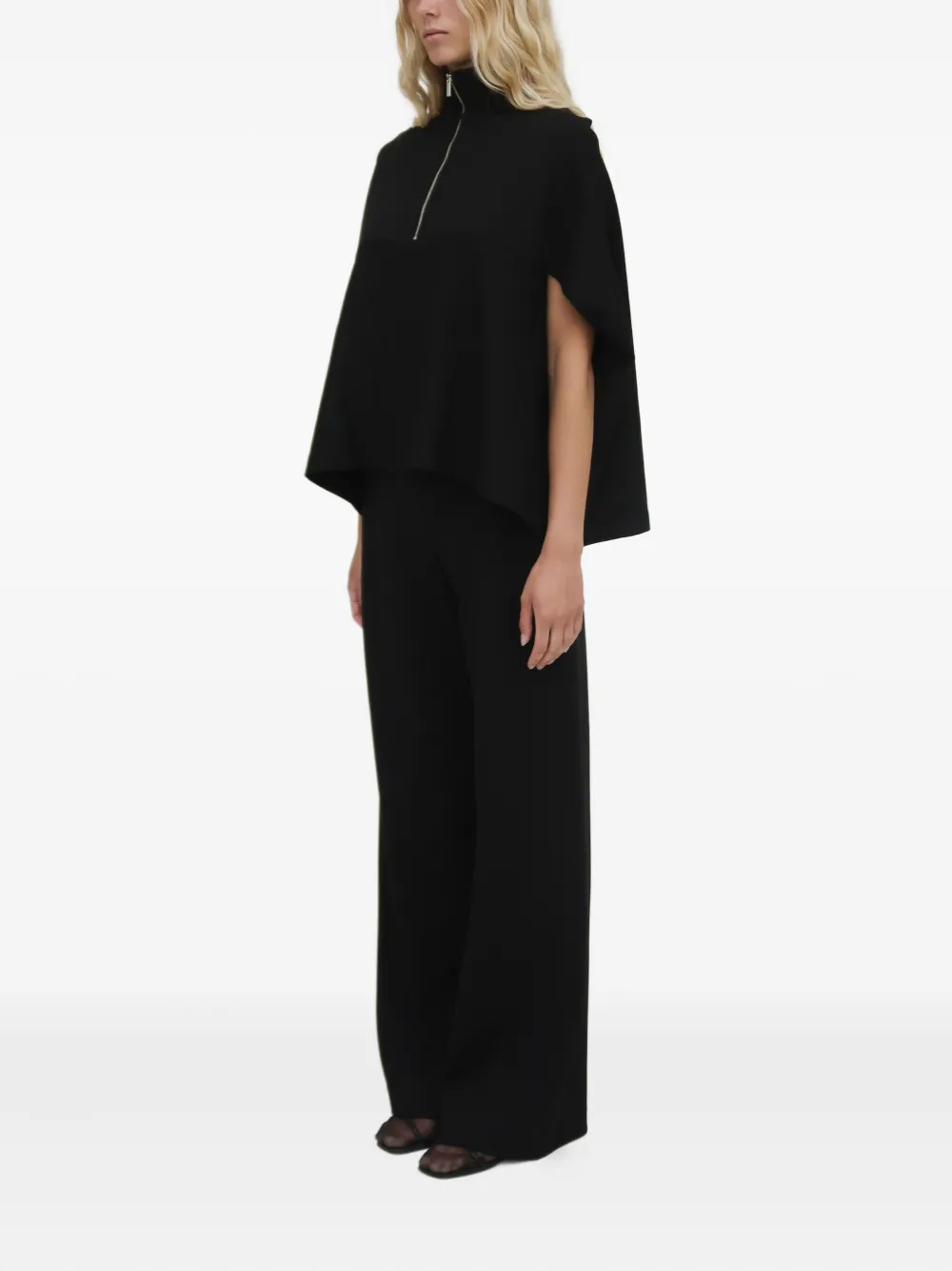 Rosetta Getty Zip-up Cocoon Top In Black