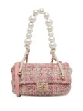 CHANEL Pre-Owned 2019 Medium Tweed Large Pearl Handle Flap satchel - Pink