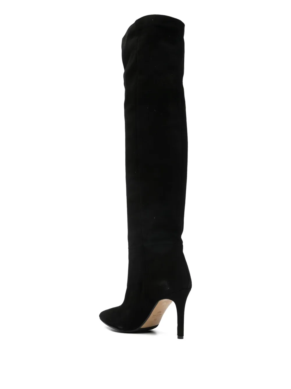 L Arianna Suede Pointed-toe Knee-high Boots In Black