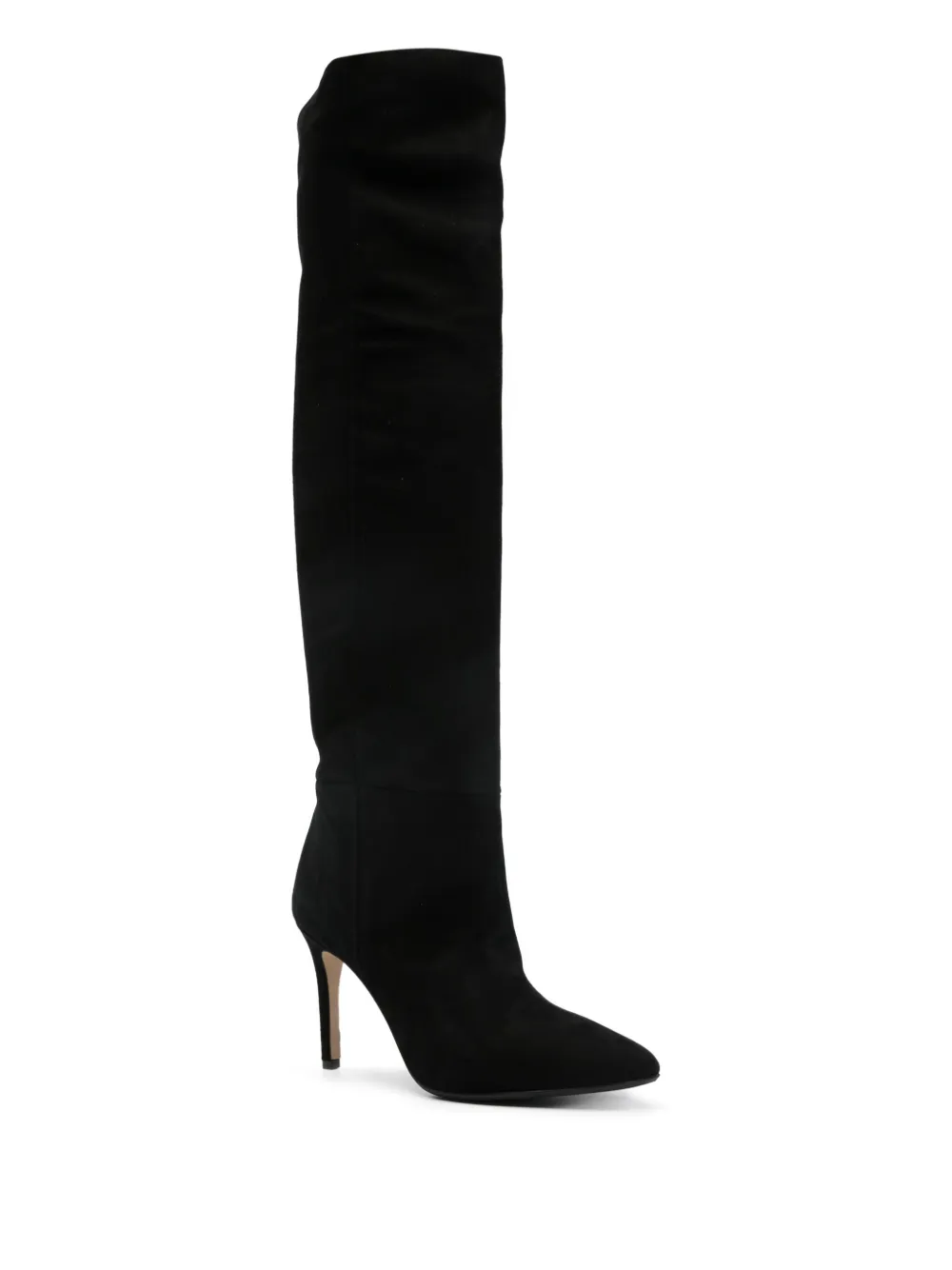 L Arianna Suede Pointed-toe Knee-high Boots In Black