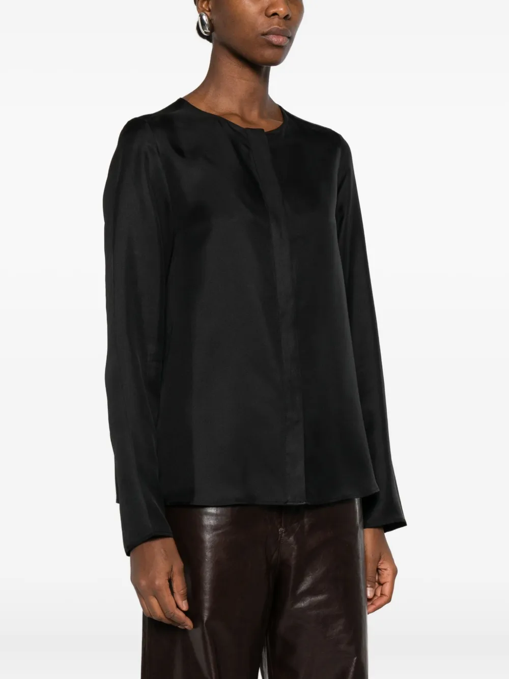 LouLou de Saison blouse met ronde hals Zwart