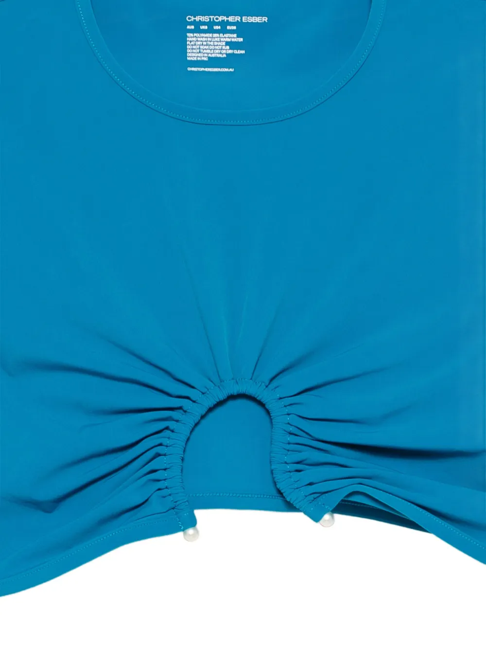 Christopher Esber Gesmockte top verfraaid met parels Blauw