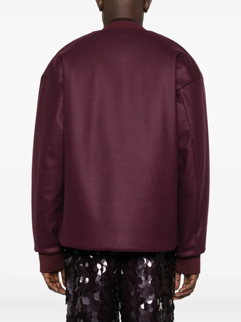 Jil Sander Zip-up Wool Bomber Jacket In Red