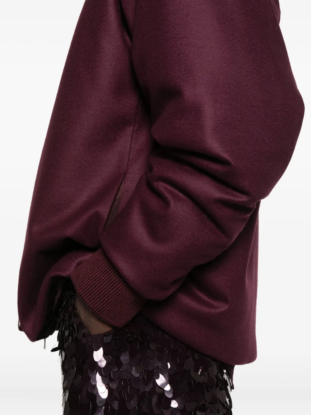 Jil Sander Zip-up Wool Bomber Jacket In Red