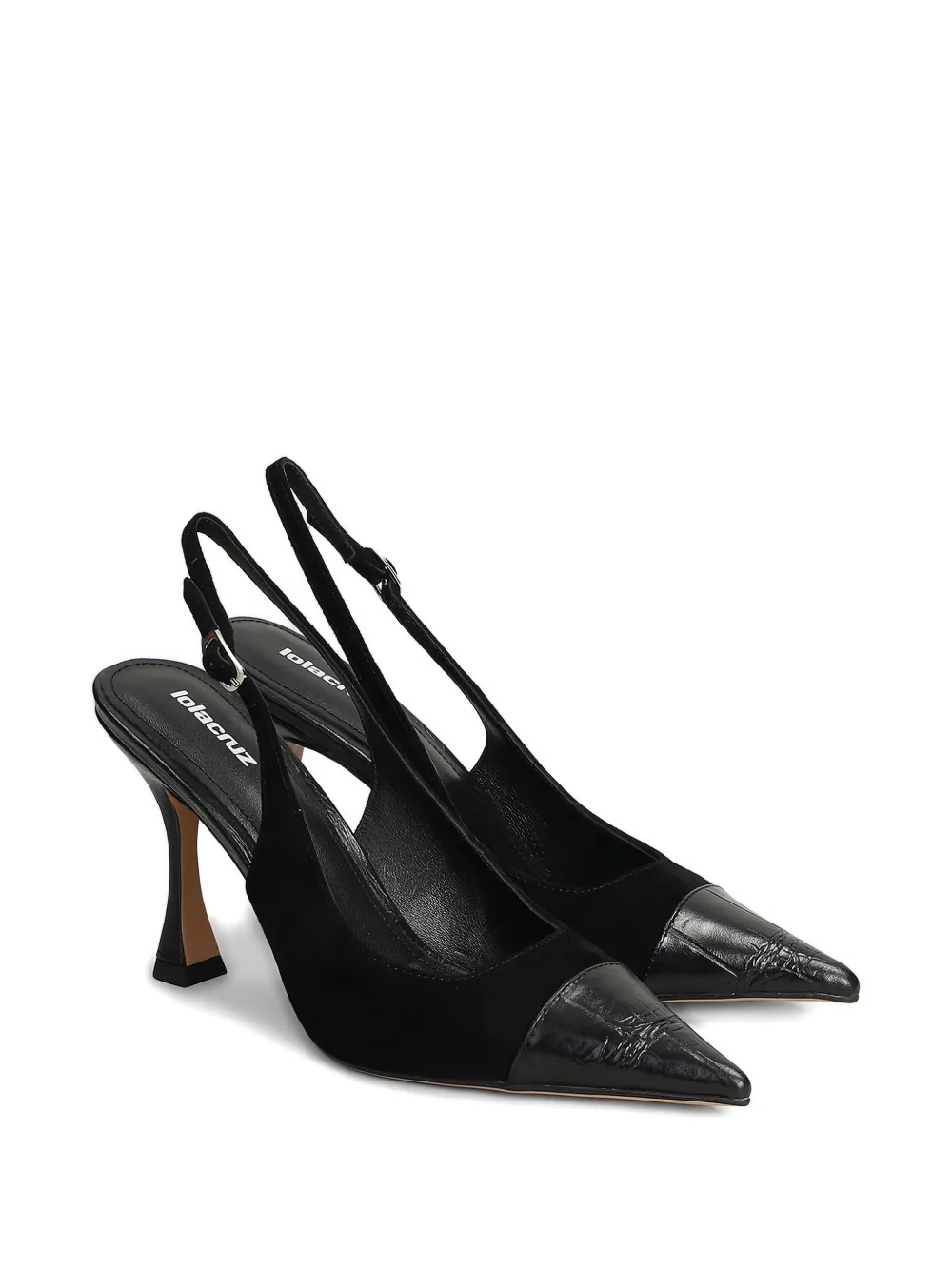 Lola Cruz 100 mm slingback pumps met puntige neus Zwart