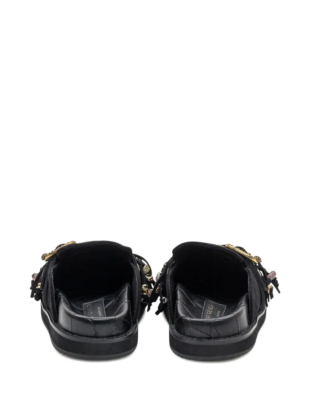Kurt Geiger Fringe-embellished Flat Mules In Black