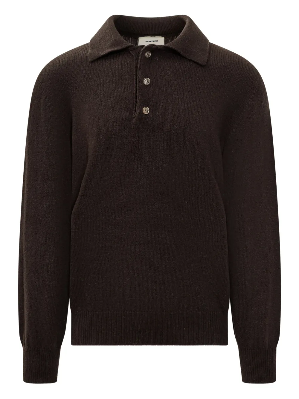 A Paper Kid knitted long-sleeve polo shirt | 褐色 | Image 1