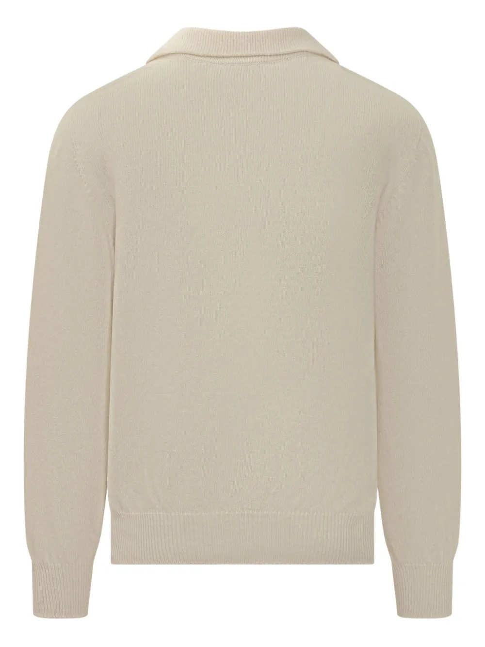 A Paper Kid knitted long-sleeve polo shirt - Beige