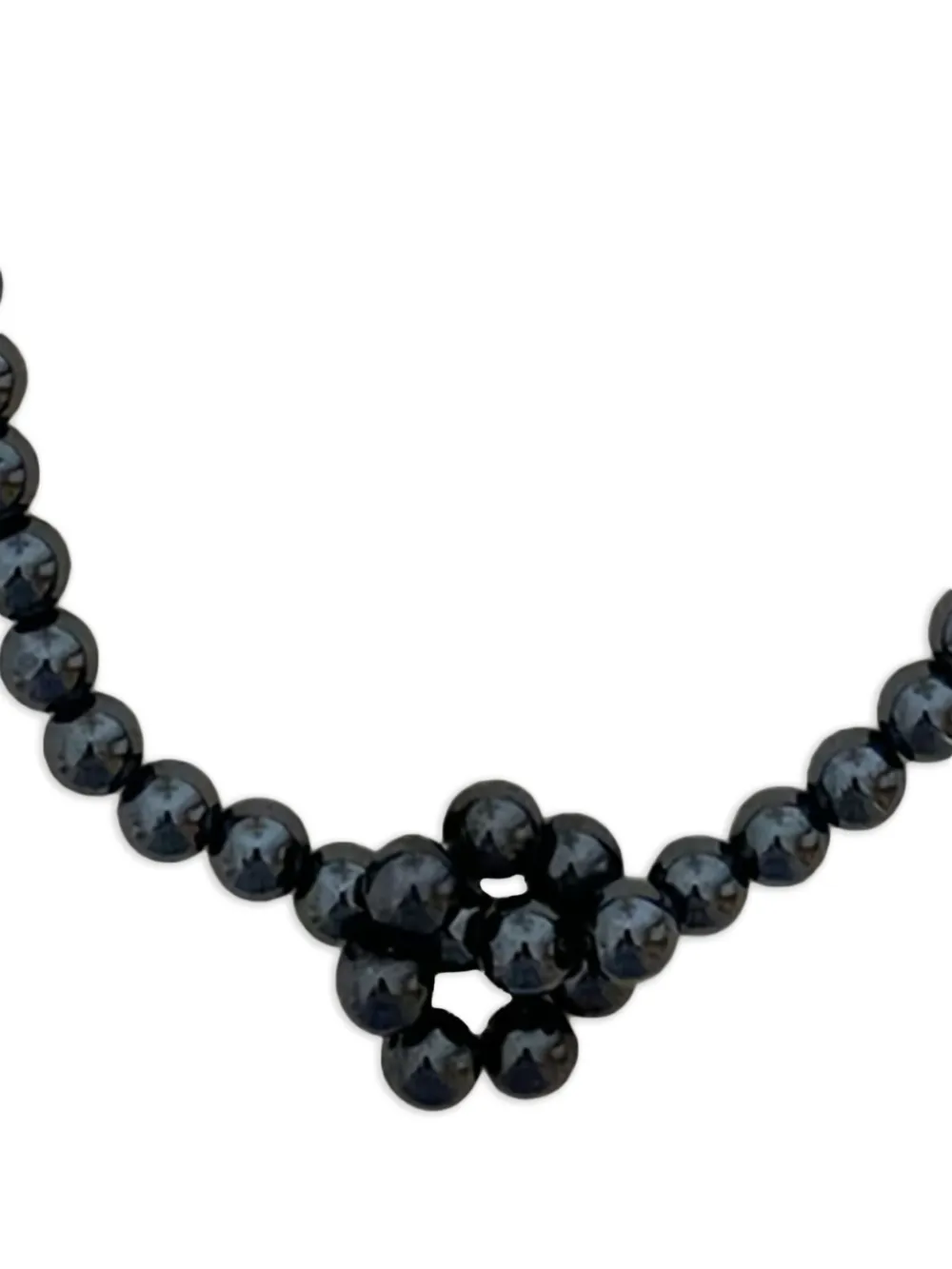 REVI beaded flower necklace - Zwart