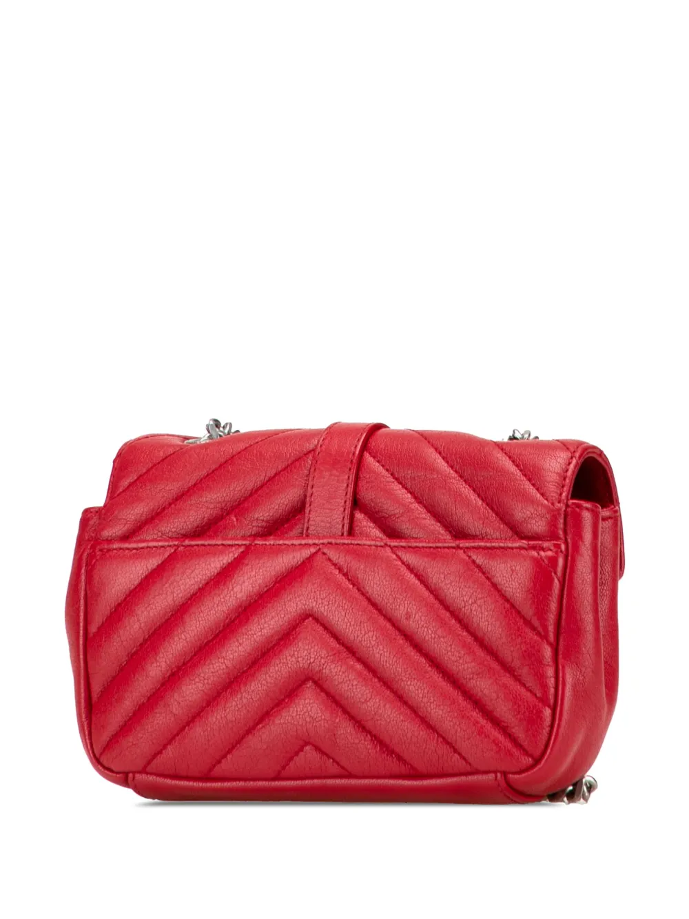 Pre-owned Saint Laurent 2015 Baby Sheepskin Chevron Classic Monogram Chain Bag Crossbody Bag In Red