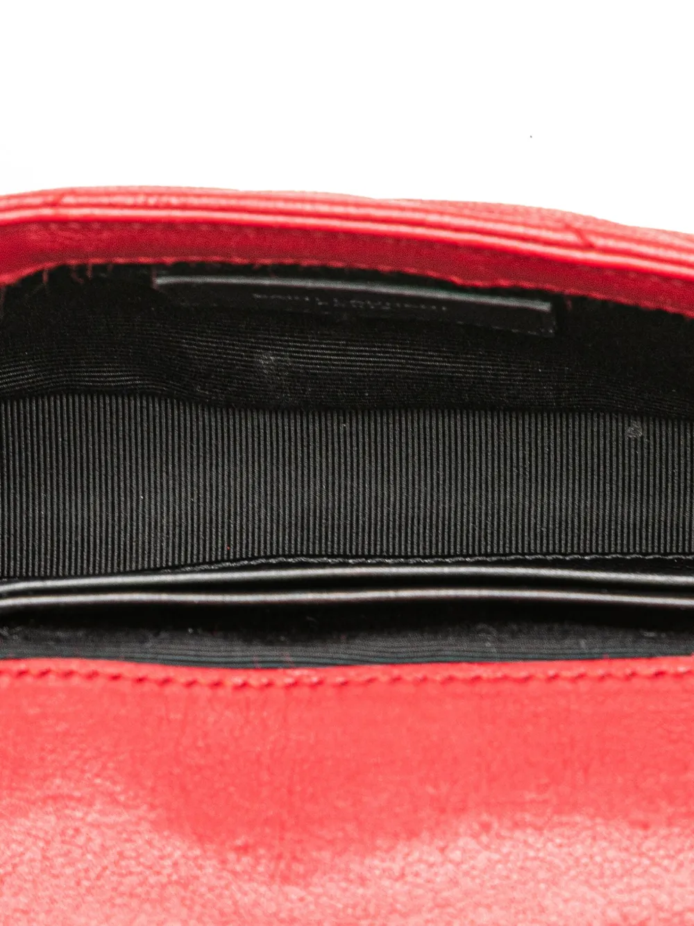 Pre-owned Saint Laurent 2015 Baby Sheepskin Chevron Classic Monogram Chain Bag Crossbody Bag In Red
