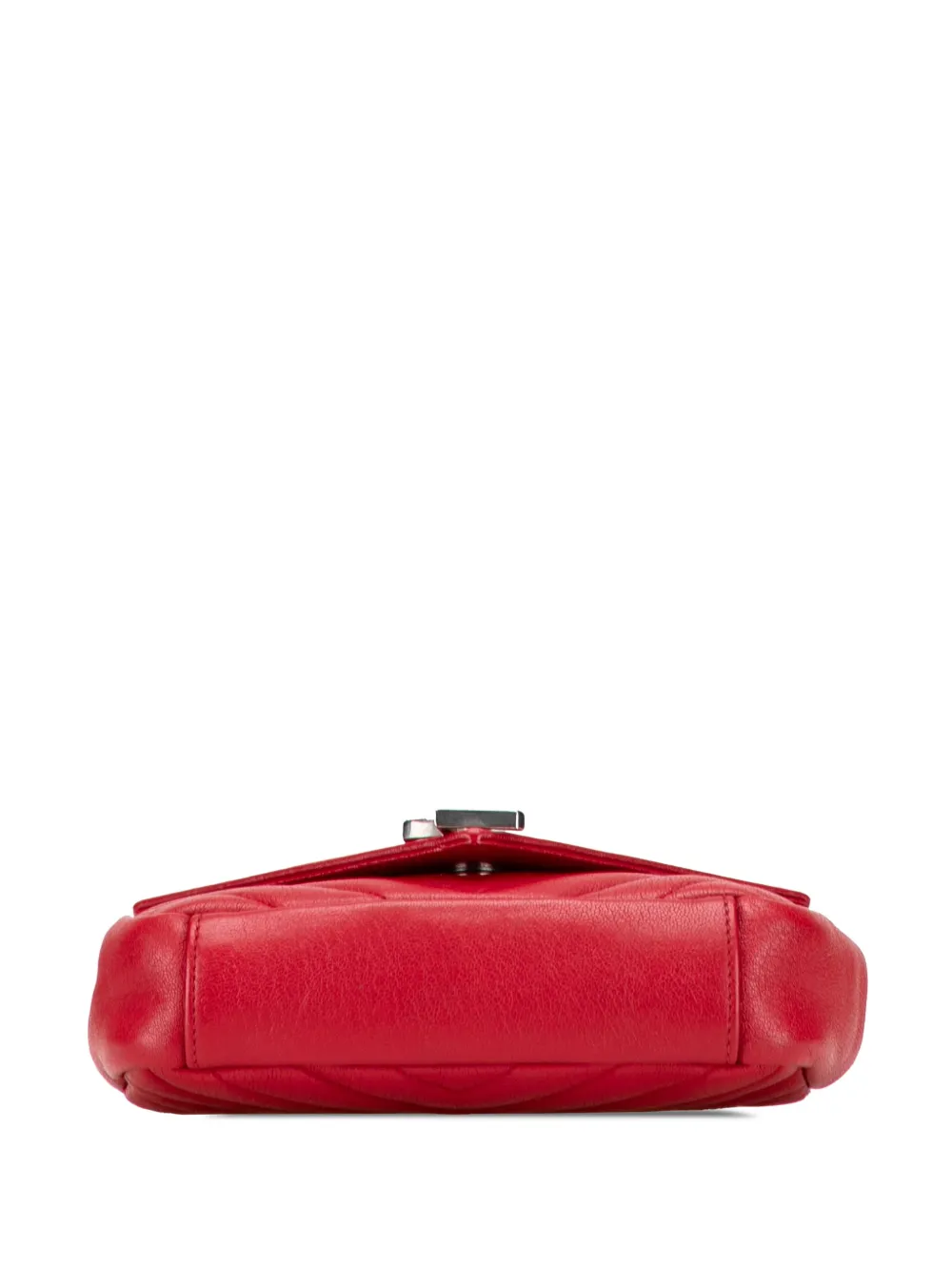 Pre-owned Saint Laurent 2015 Baby Sheepskin Chevron Classic Monogram Chain Bag Crossbody Bag In Red