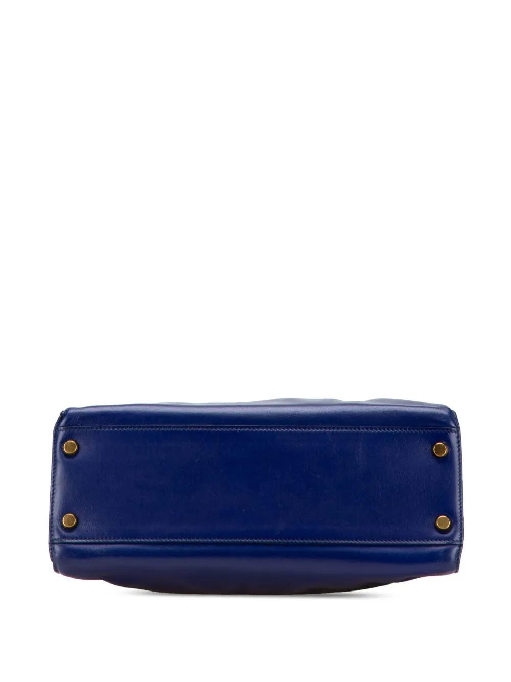 Pre-owned Hermes 1987 Box Calf Kelly Sport Gm Shoulder Bag In Blue