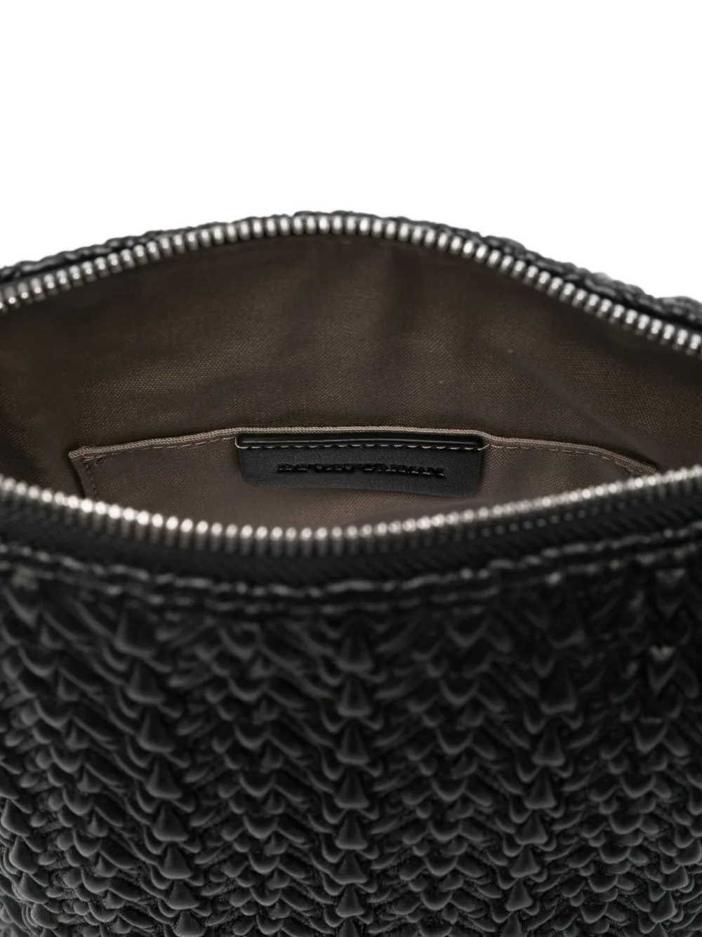 Emporio Armani Chain-strap Woven Shoulder Bag In Black