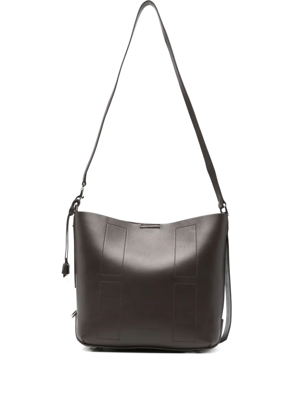 Hogan Small Leather Hobo Bag With Adjustable Strap In Brown