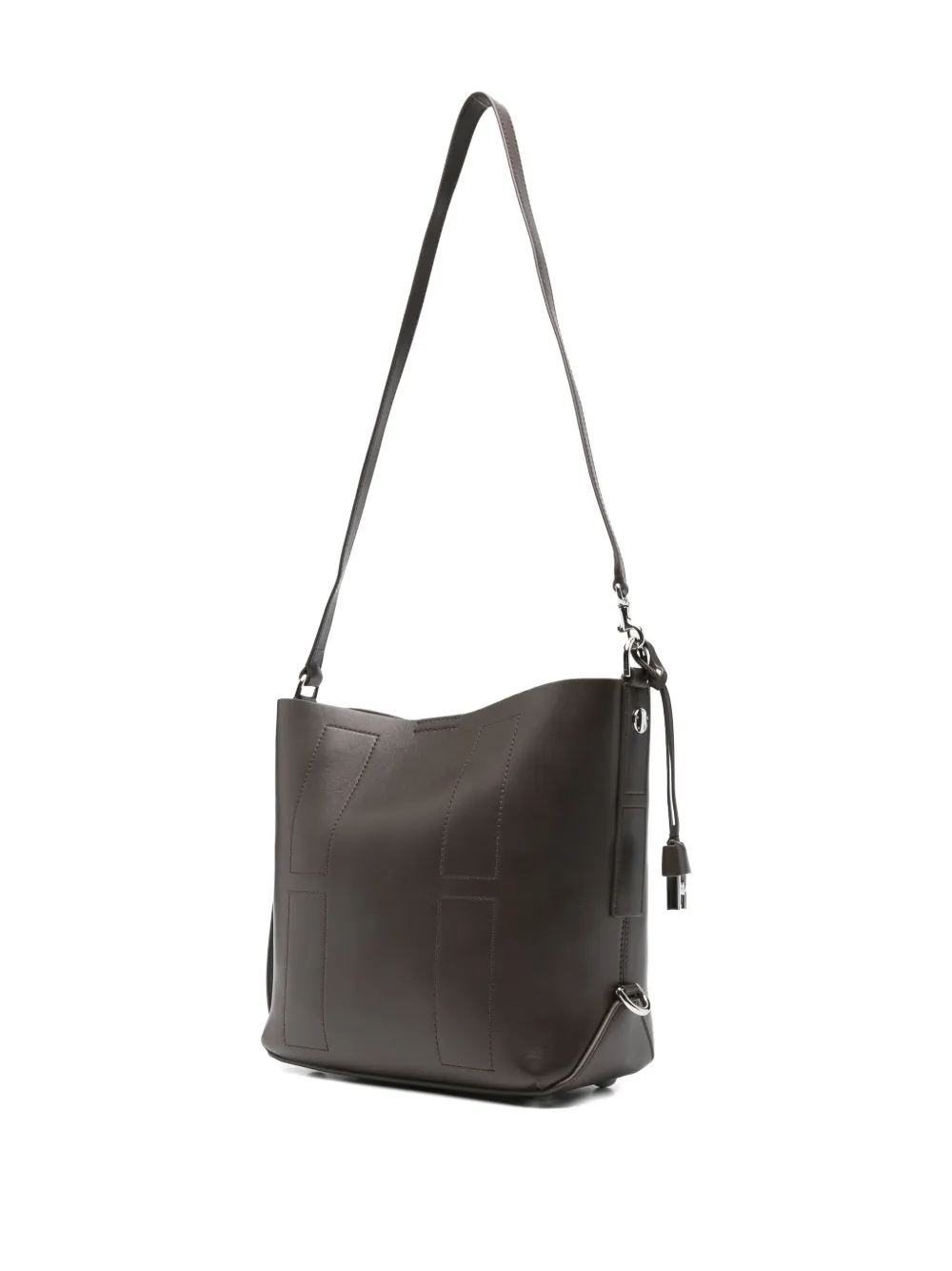 Hogan Small Leather Hobo Bag With Adjustable Strap In Brown