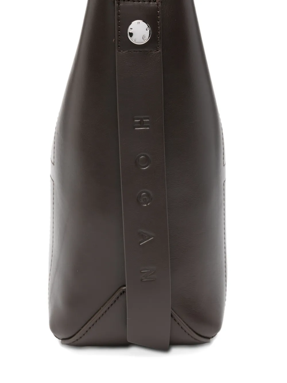 Hogan Small Leather Hobo Bag With Adjustable Strap In Brown