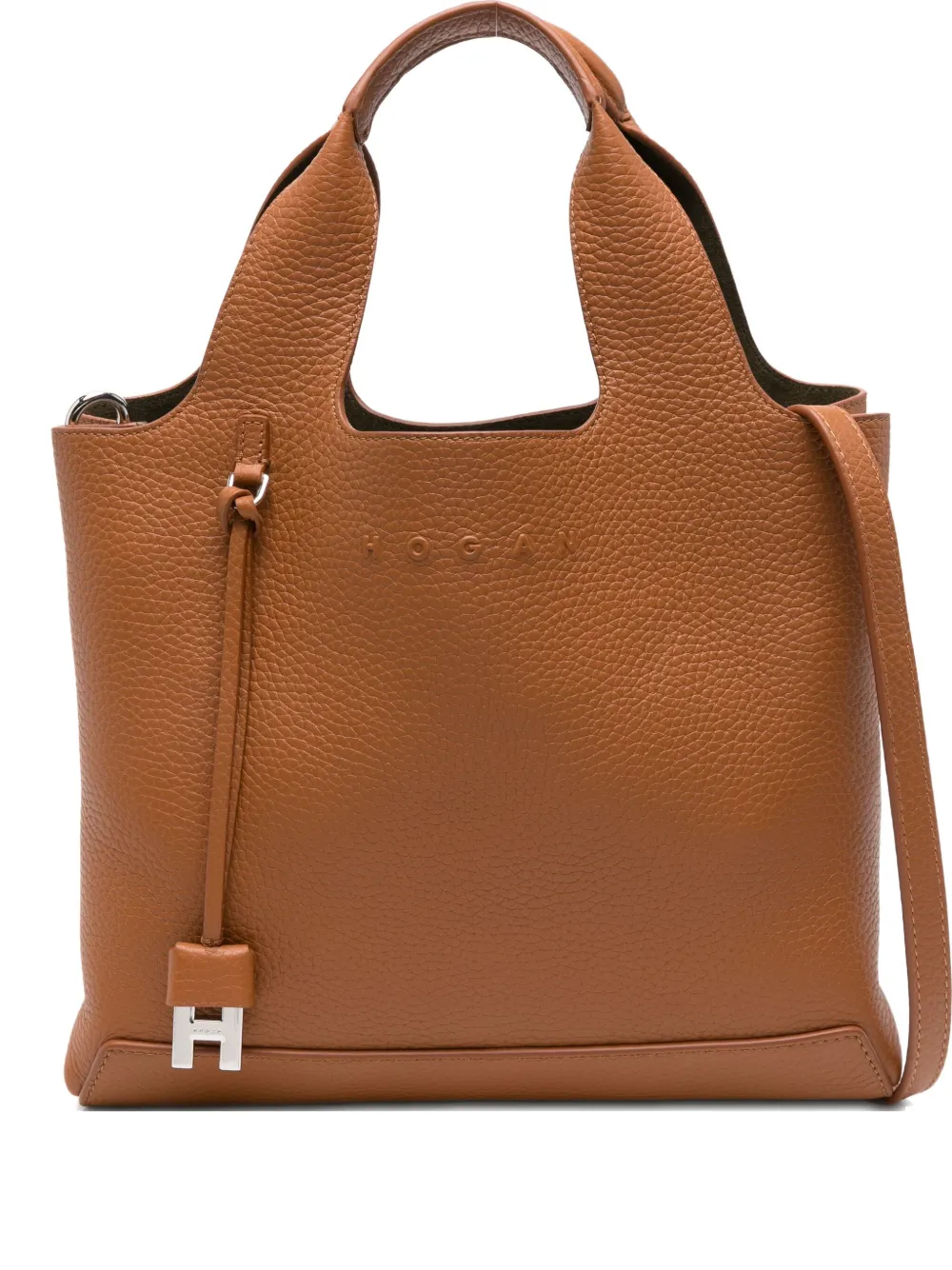 Hogan embossed-logo leather tote bag - ブラウン Hogan embossed-logo leather tote bag - ブラウン
