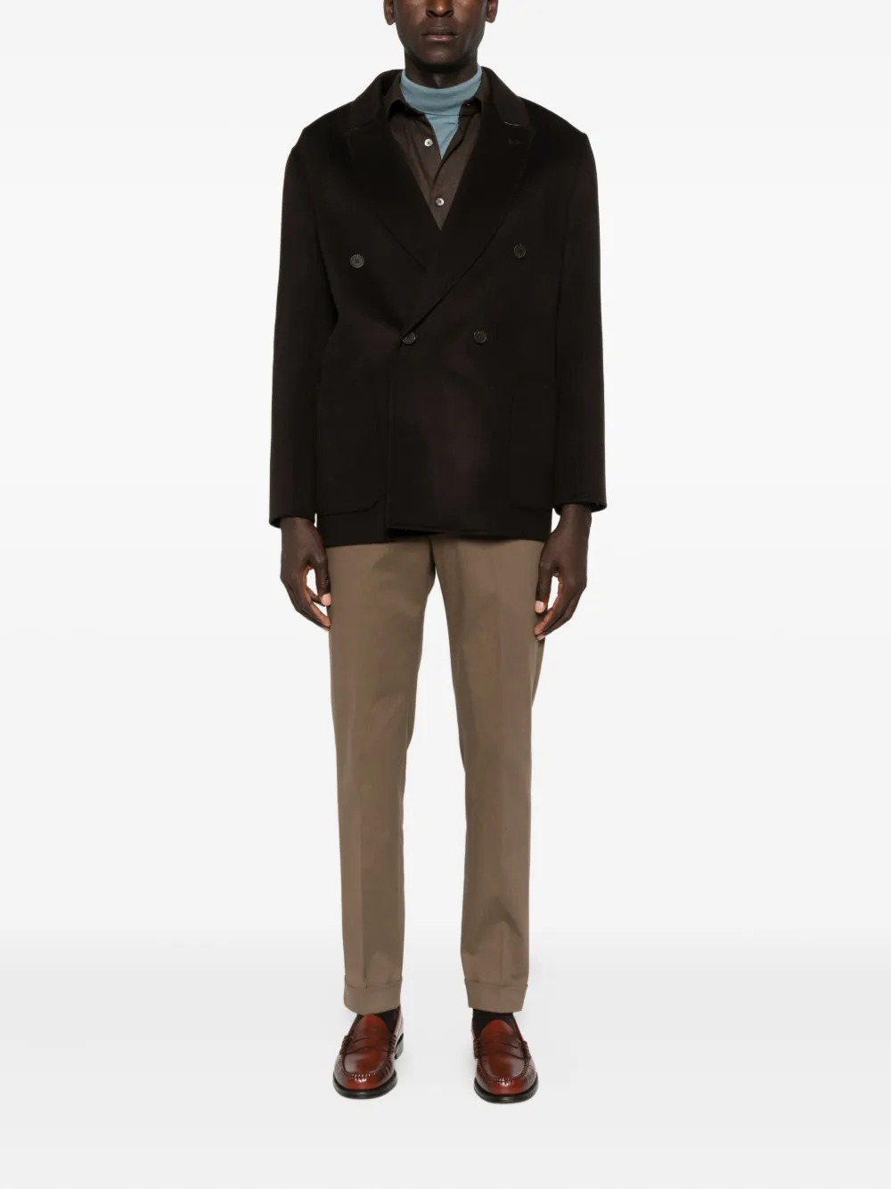 Emporio Armani double-breasted patch-pocket peacoat | Peacoats | Image 2