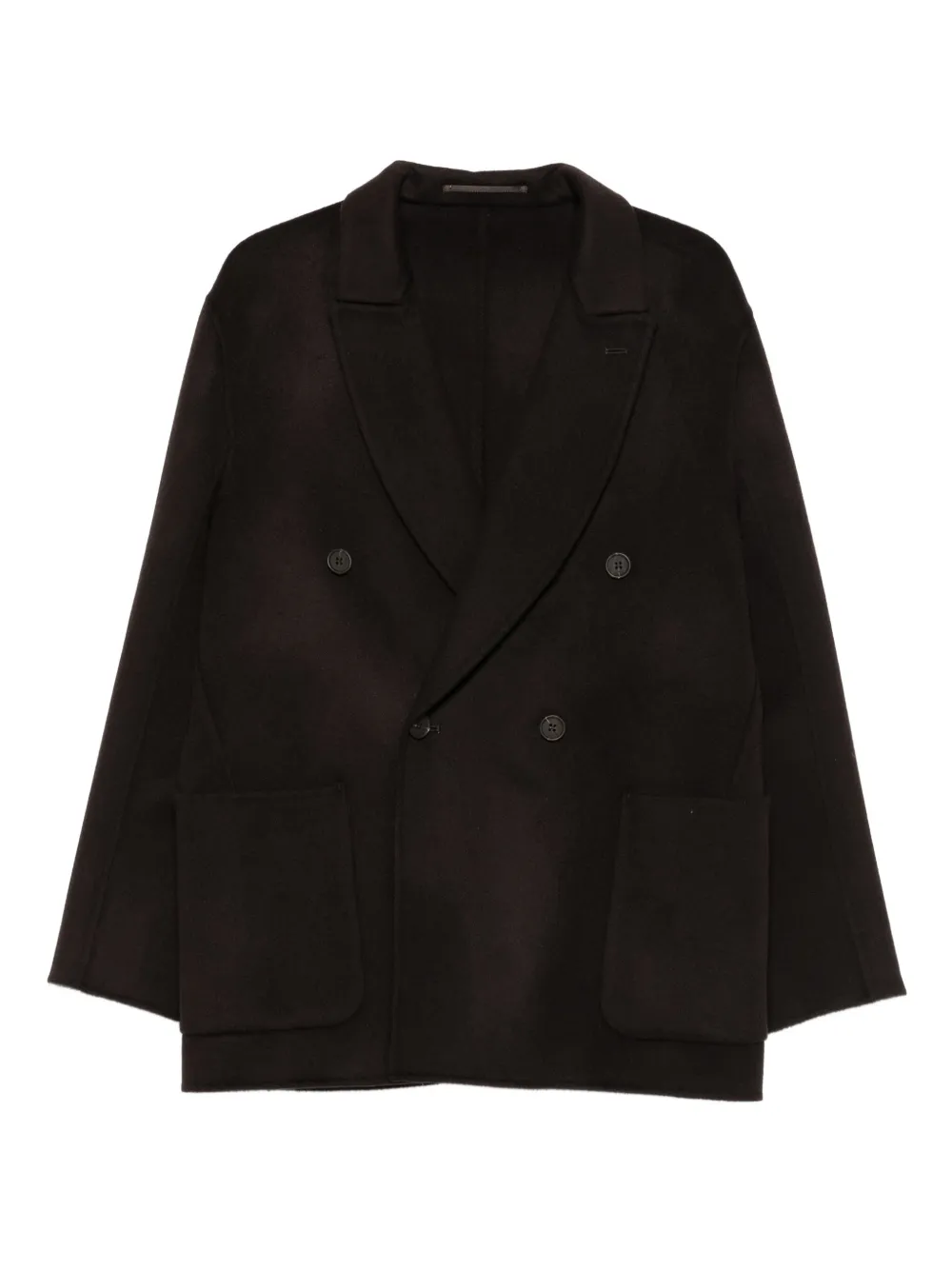 Emporio Armani double-breasted patch-pocket peacoat | Brown | Image 1