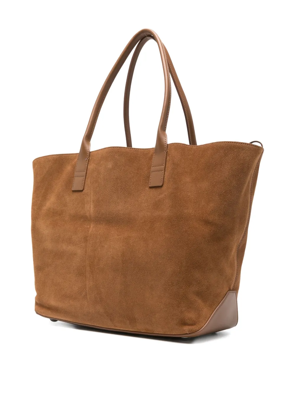 Hogan Medium Script Embossed-logo Suede Tote Bag In Brown