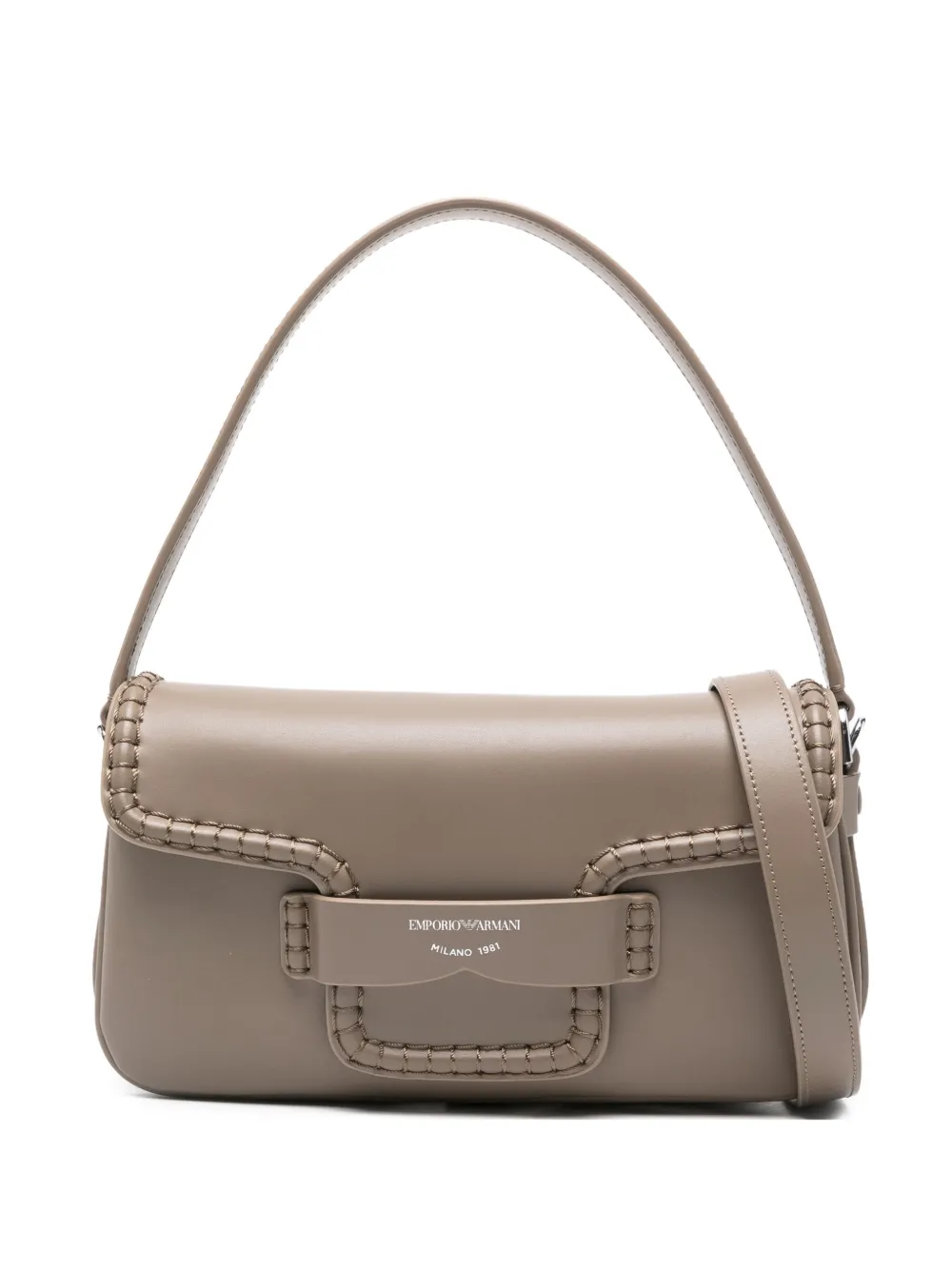 Emporio Armani braided-detail leather shoulder bag | Neutrals | Image 1