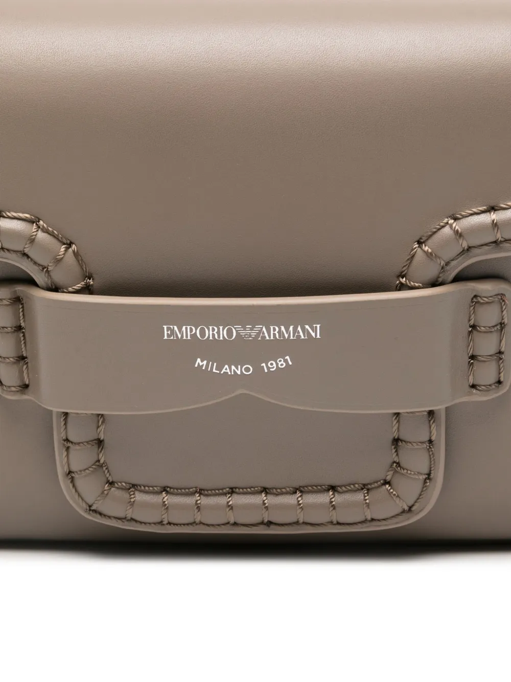 Emporio Armani Leren schoudertas Beige