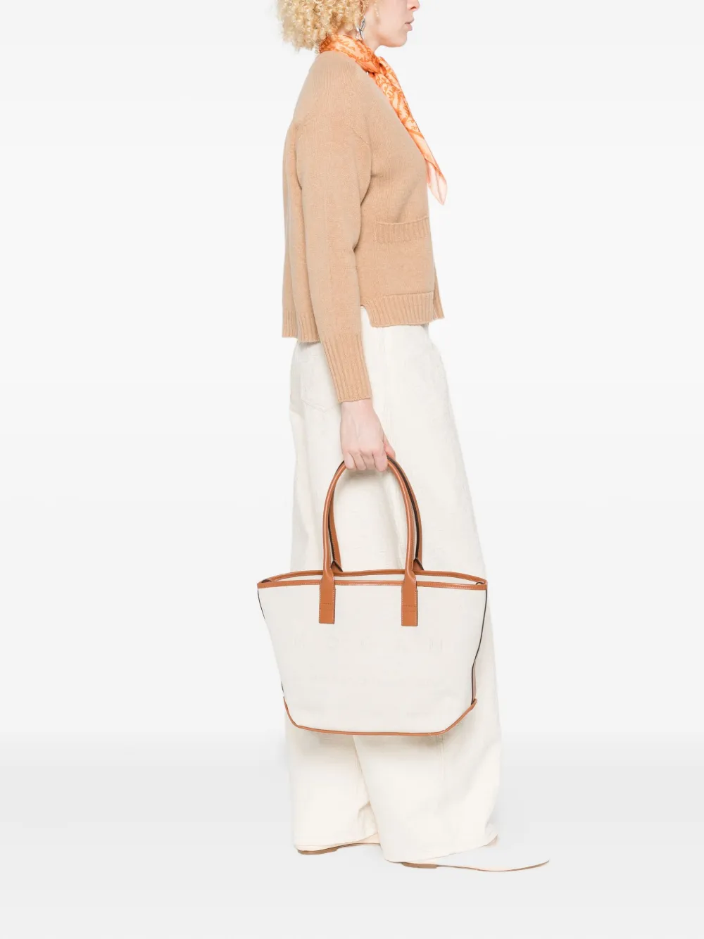 Hogan Small Script Embossed-logo Tote Bag In Neutral