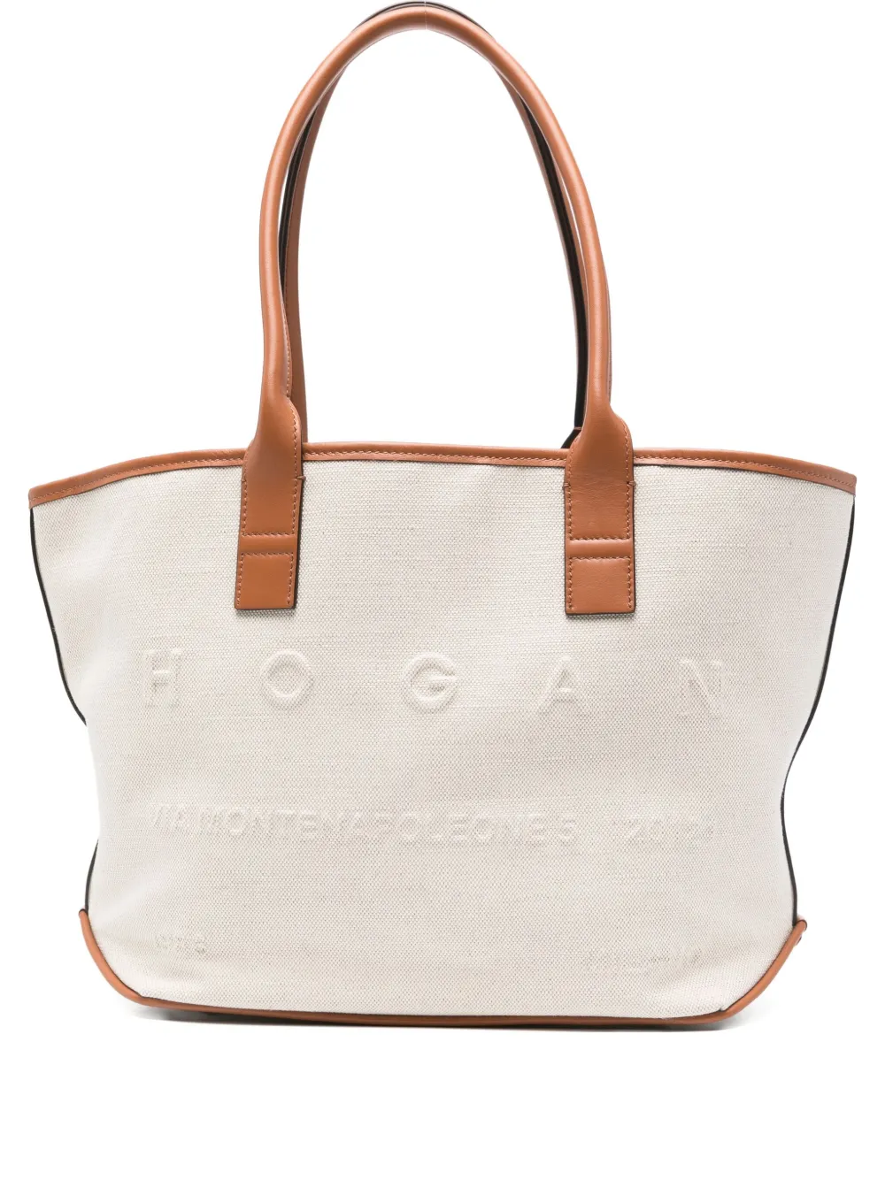 Hogan Small Script Embossed-logo Tote Bag In Neutral