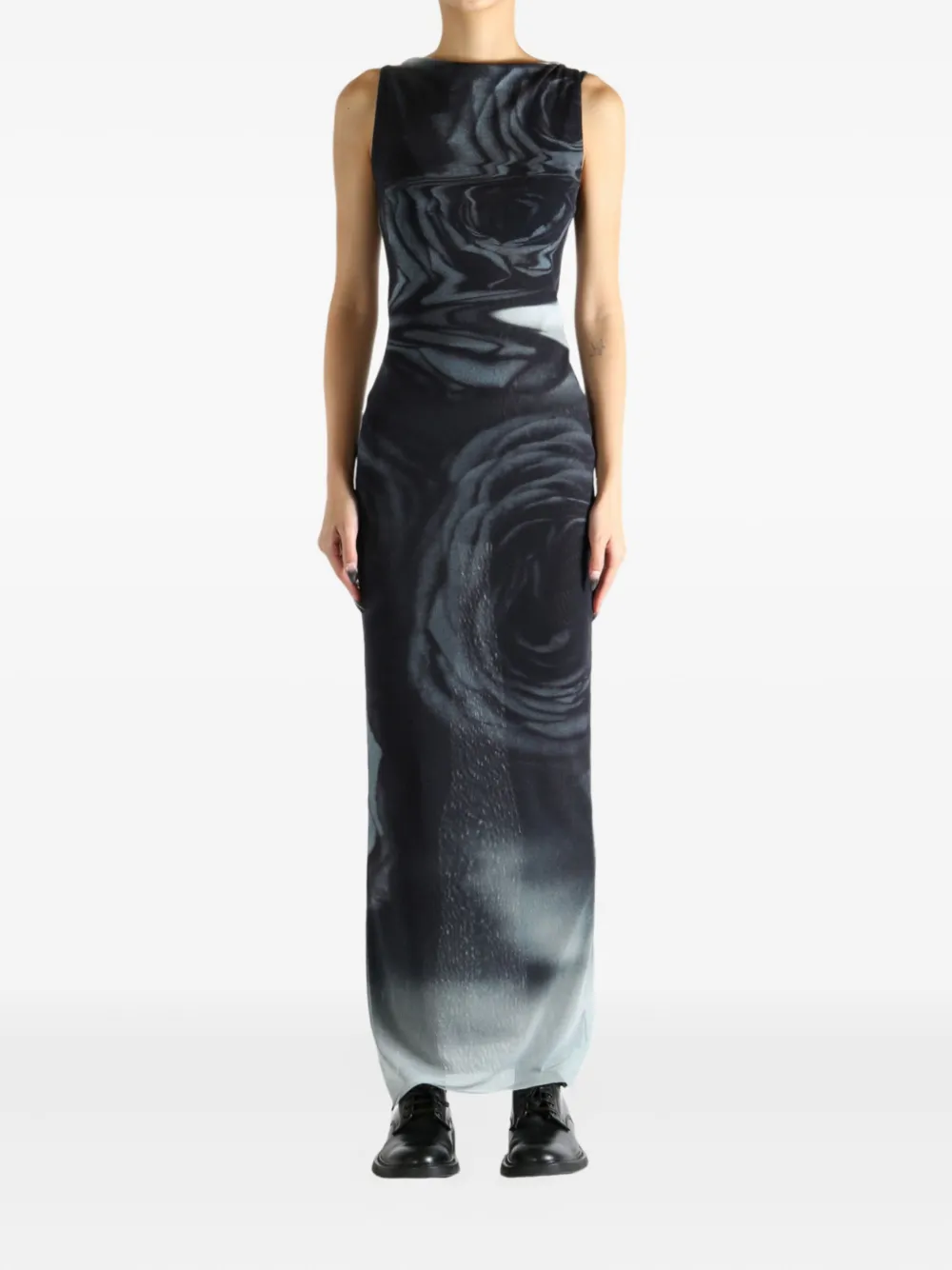 Jean Paul Gaultier rose-print sleeveless maxi dress - Grijs