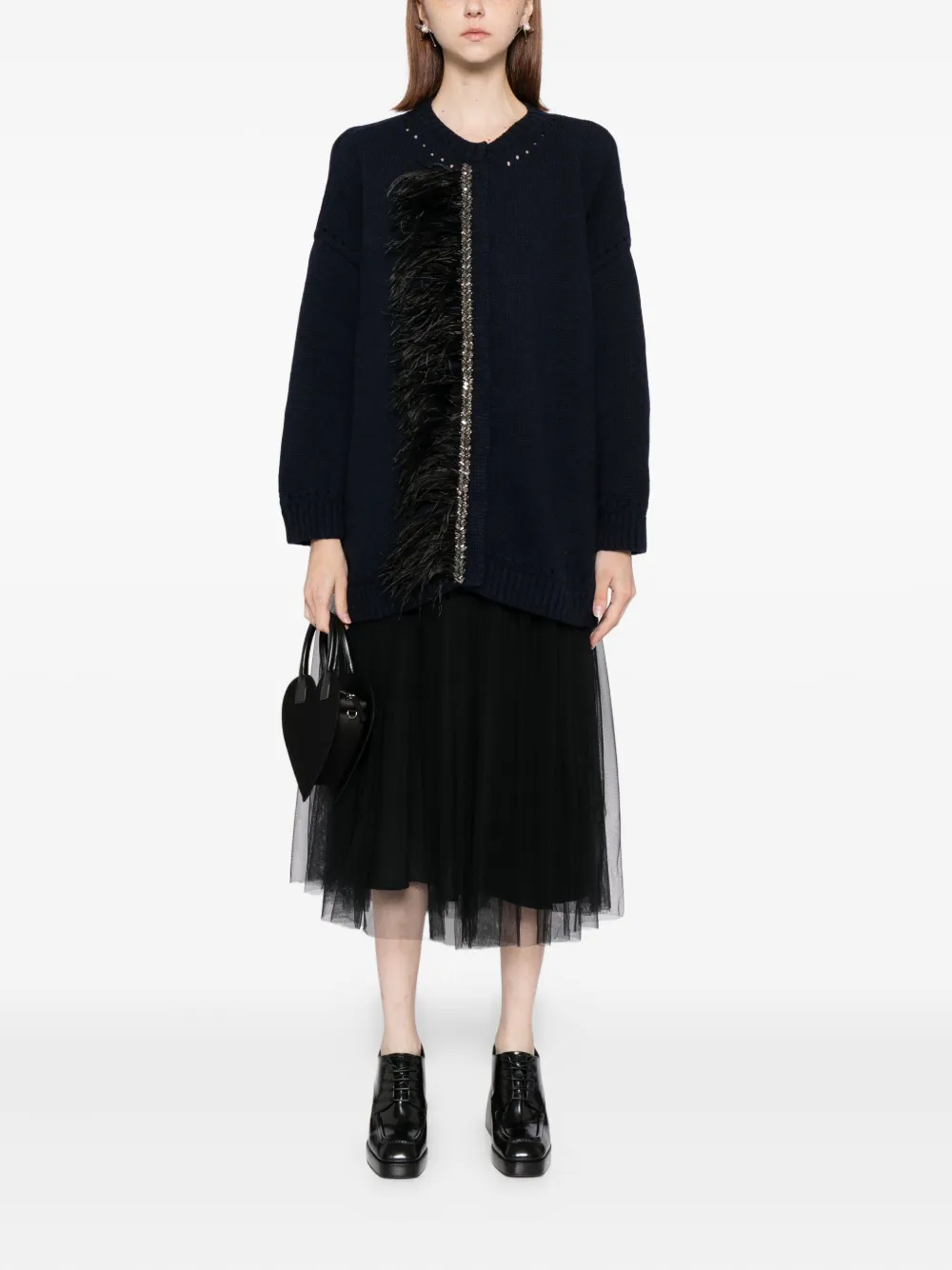 Dice Kayek Crystal-embellished Cardigan In Black