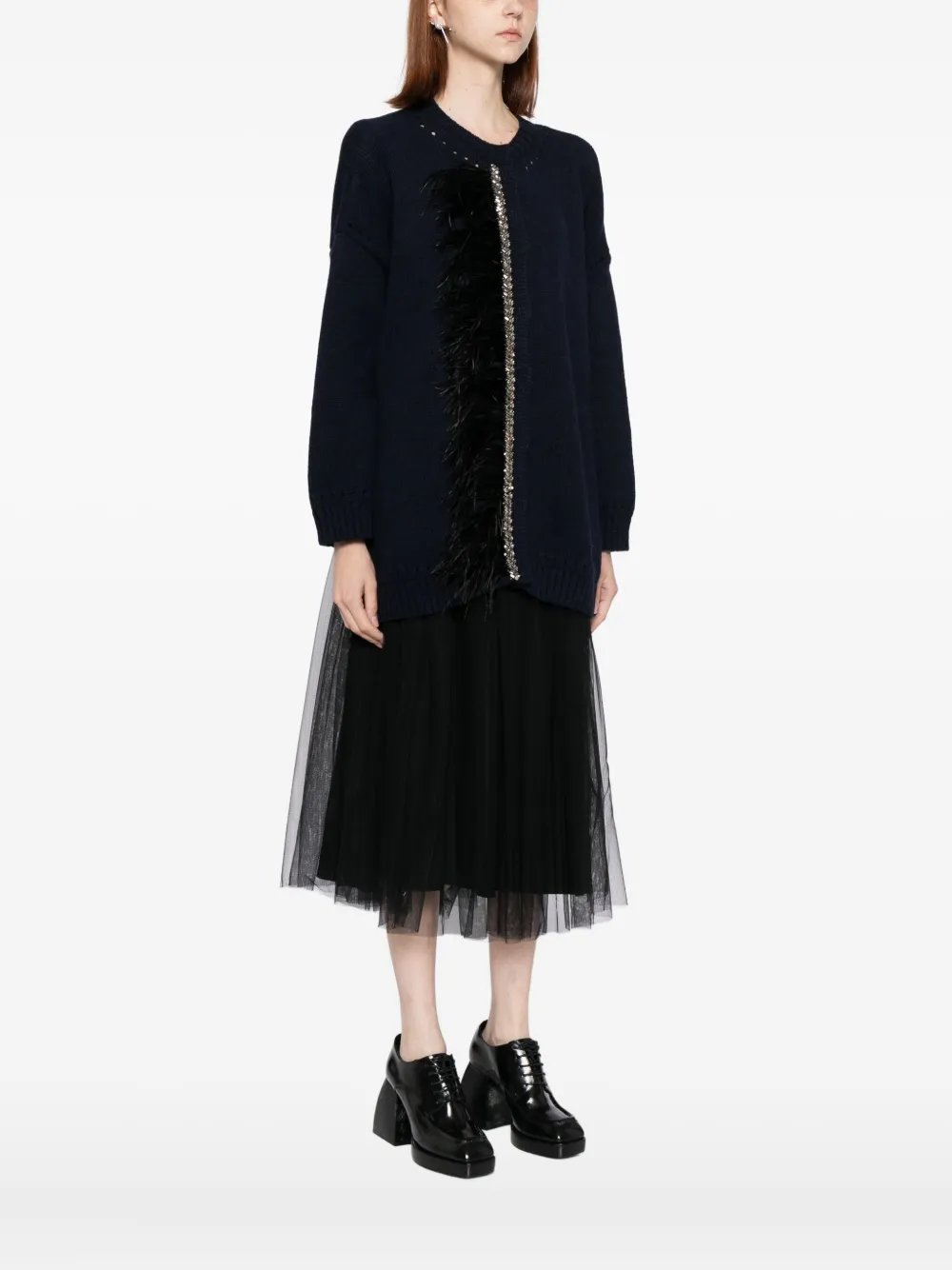 Dice Kayek Crystal-embellished Cardigan In Black
