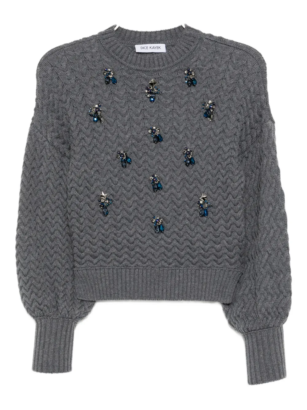 Dice Kayek Crystal-embellished Sweater In Gray