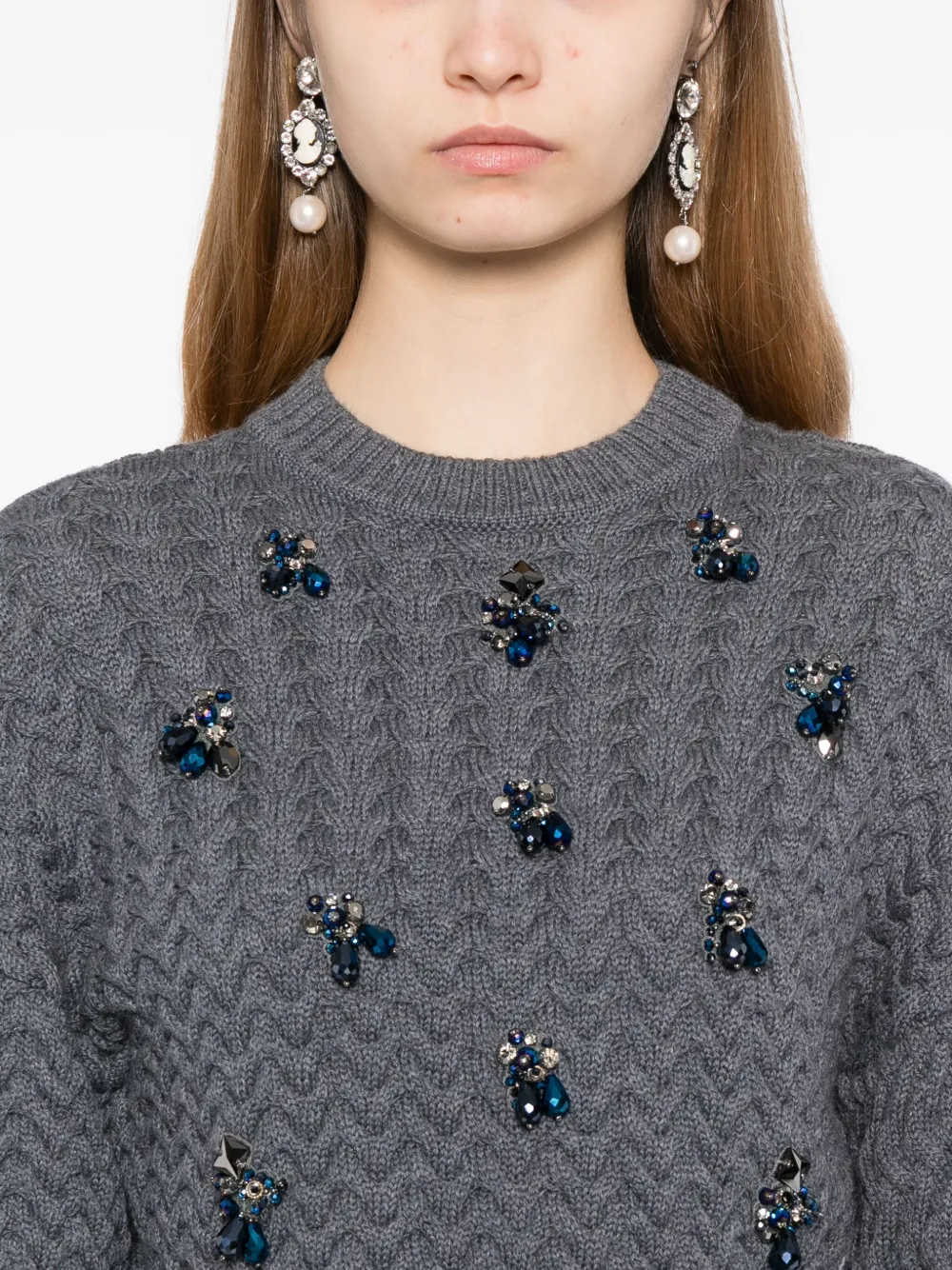 Dice Kayek Crystal-embellished Sweater In Gray